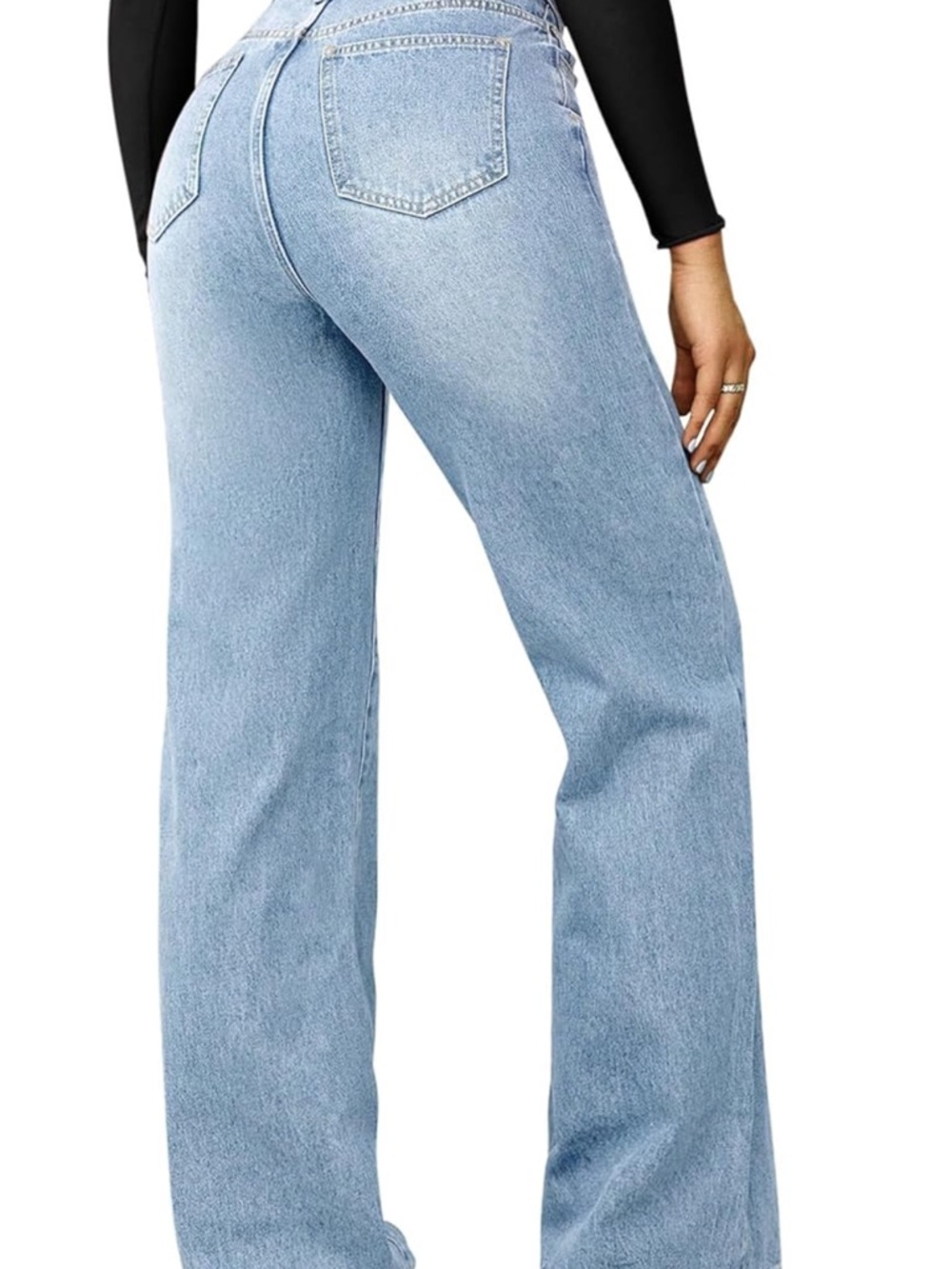 Women’s Light Blue Denim Jeans High Waisted Boyfriend Jean - Picture 2 of 5